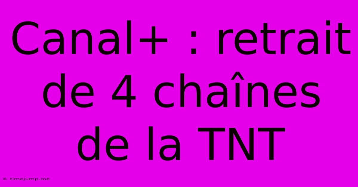 Canal+ : Retrait De 4 Chaînes De La TNT Canal+ : Retrait De 4 Chaînes De La TNT