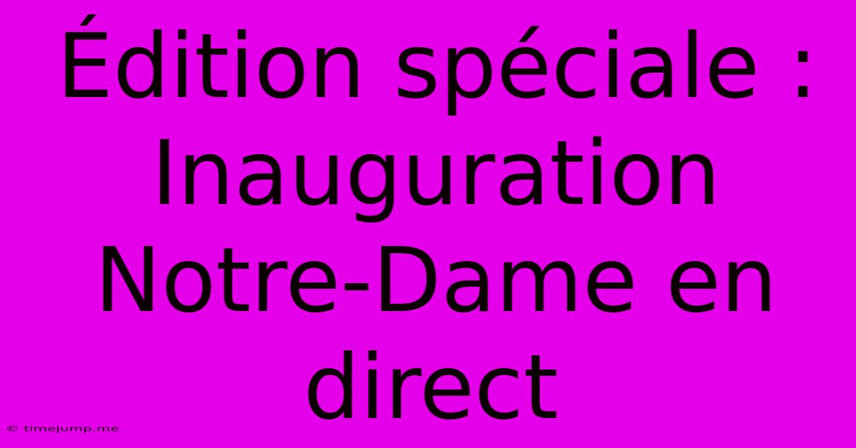 Édition Spéciale : Inauguration Notre-Dame En Direct Édition Spéciale : Inauguration Notre-Dame En Direct