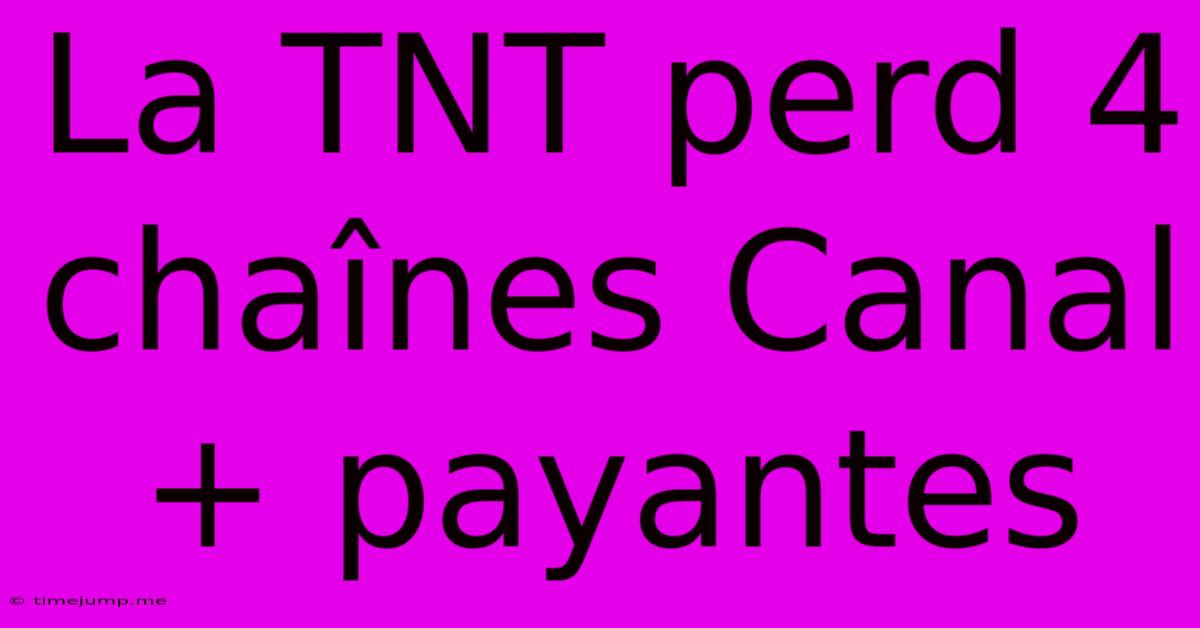 La TNT Perd 4 Chaînes Canal+ Payantes La TNT Perd 4 Chaînes Canal+ Payantes