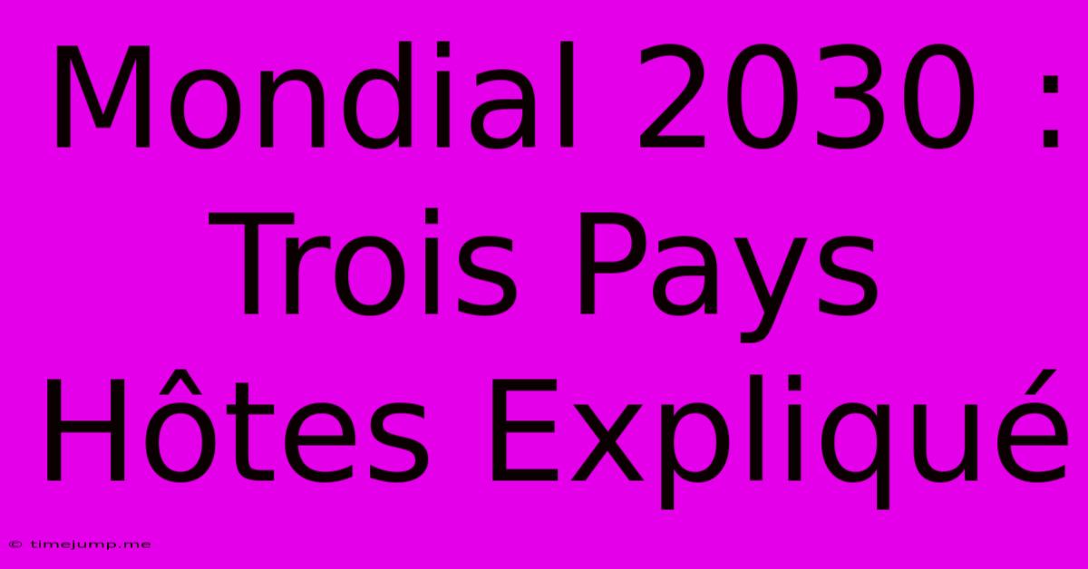 Mondial 2030 : Trois Pays H么tes Expliqu茅 Mondial 2030 : Trois Pays H么tes Expliqu茅