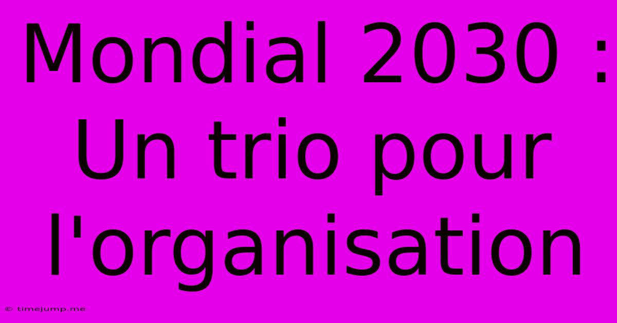 Mondial 2030 :  Un Trio Pour L'organisation