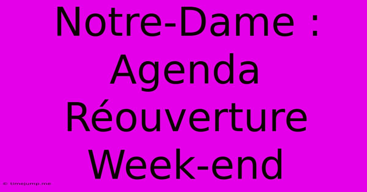 Notre-Dame : Agenda Réouverture Week-end
