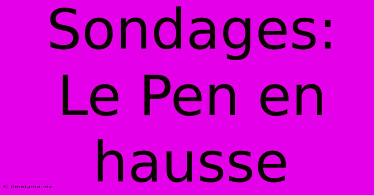 Sondages: Le Pen En Hausse