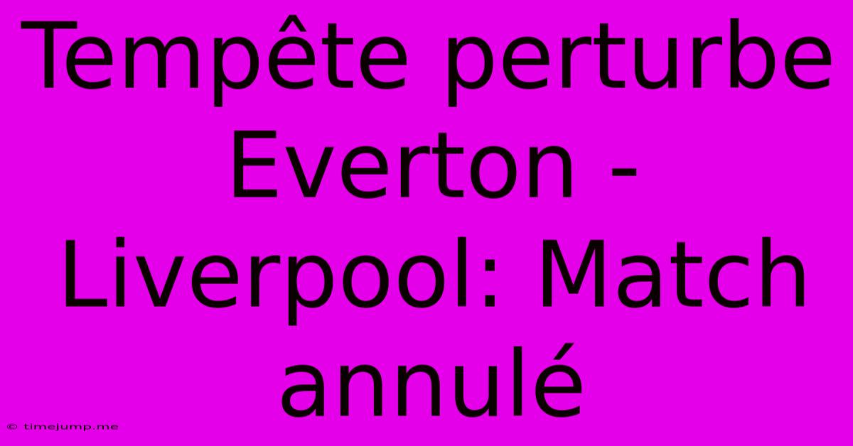 Tempête Perturbe Everton - Liverpool: Match Annulé Tempête Perturbe Everton - Liverpool: Match Annulé