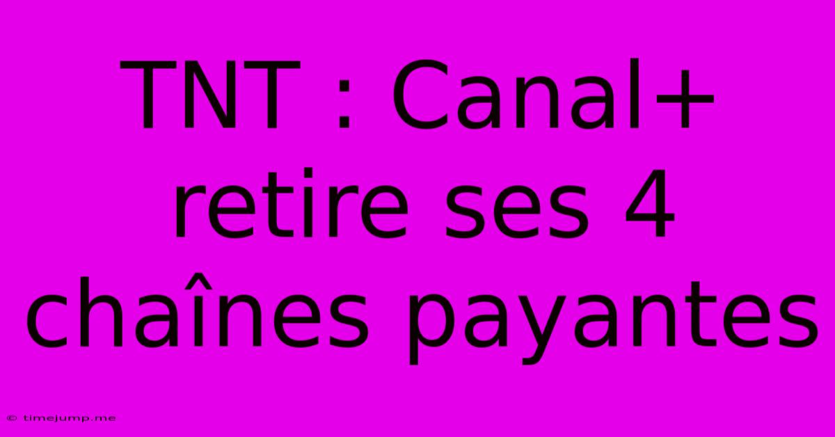 TNT : Canal+ Retire Ses 4 Chaînes Payantes TNT : Canal+ Retire Ses 4 Chaînes Payantes